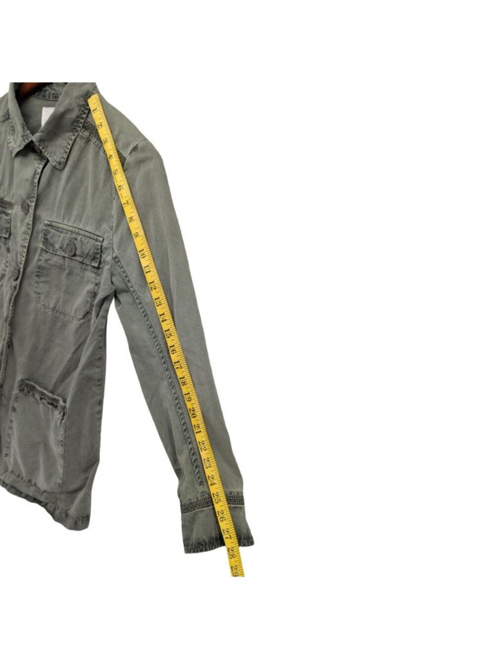 Caslon Utility Jacket Womens Olive Green Cotton Twill Button Front Pockets Sz S - Picture 8 of 10